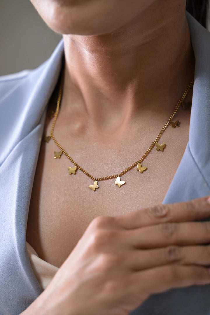 Multi Golden Butterfly Charms Chain Necklace