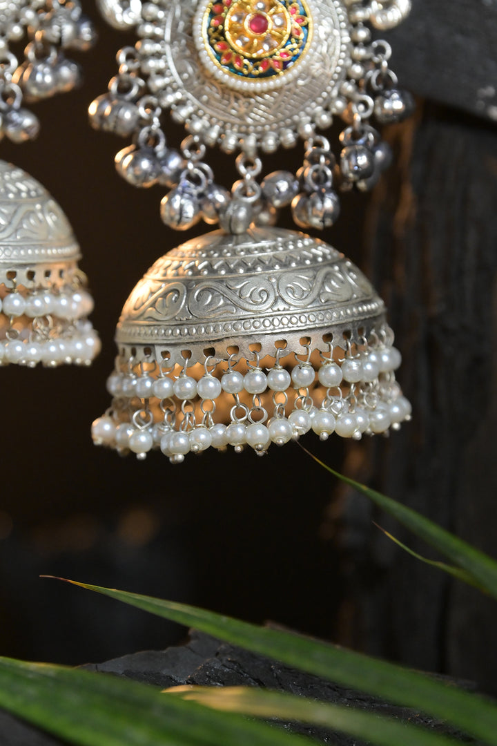 Vasudeva Silver Jhumka Earrings