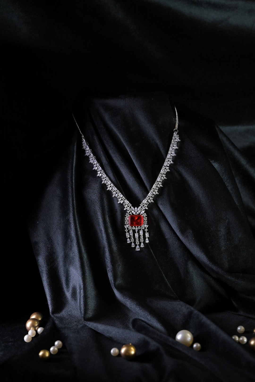 Brazilian Ruby Pendant Diamond Necklace