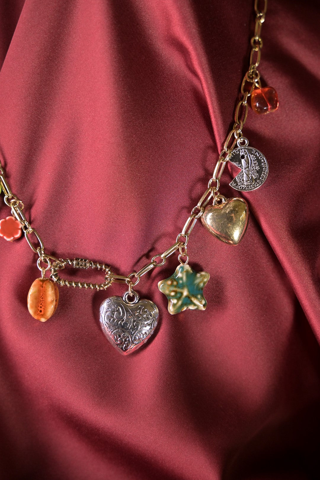 Wanderlust Charms Golden Link Chain Necklace