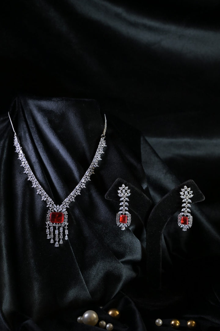 Brazilian Ruby Pendant Diamond Necklace