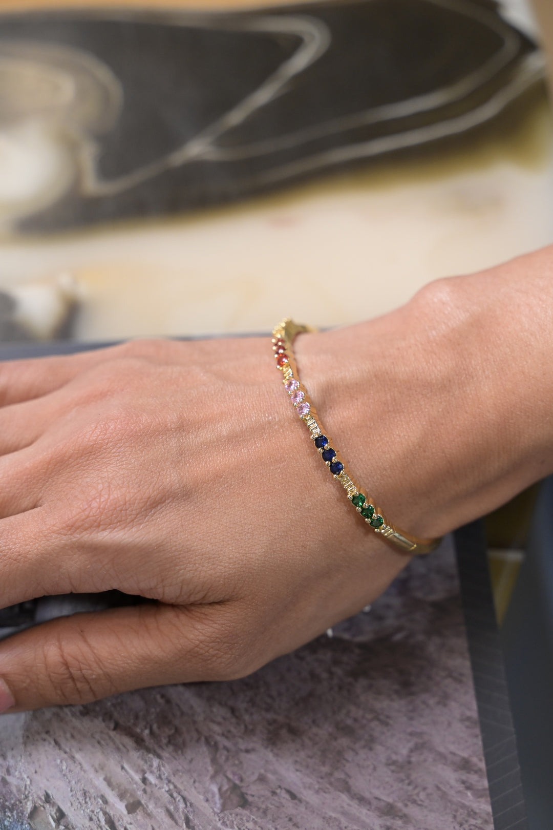 Zena Multicolored Fashion Minimalist Bangle Bracelet