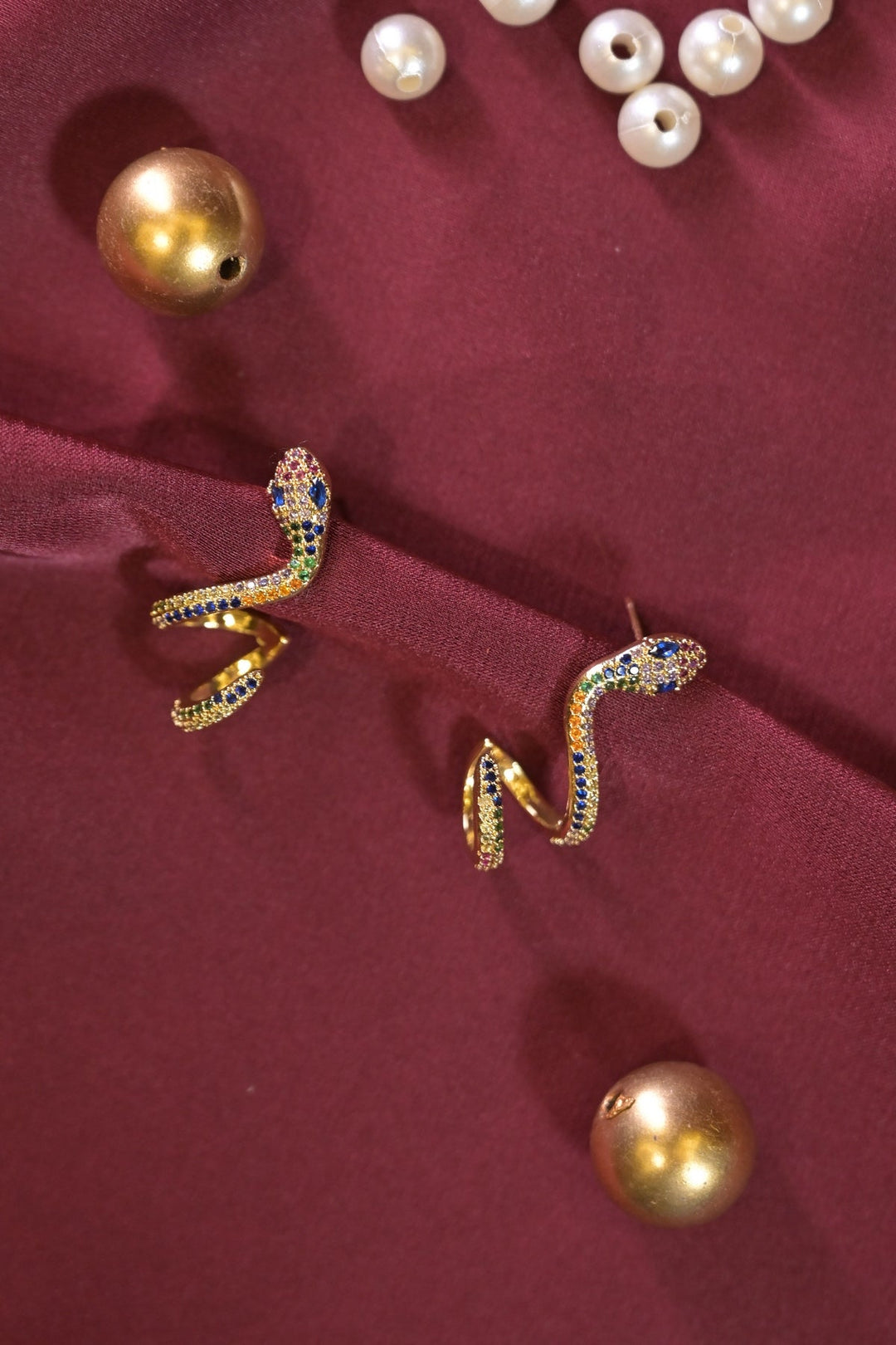 Twisty Gold Serpent Ear Cuff Earrings
