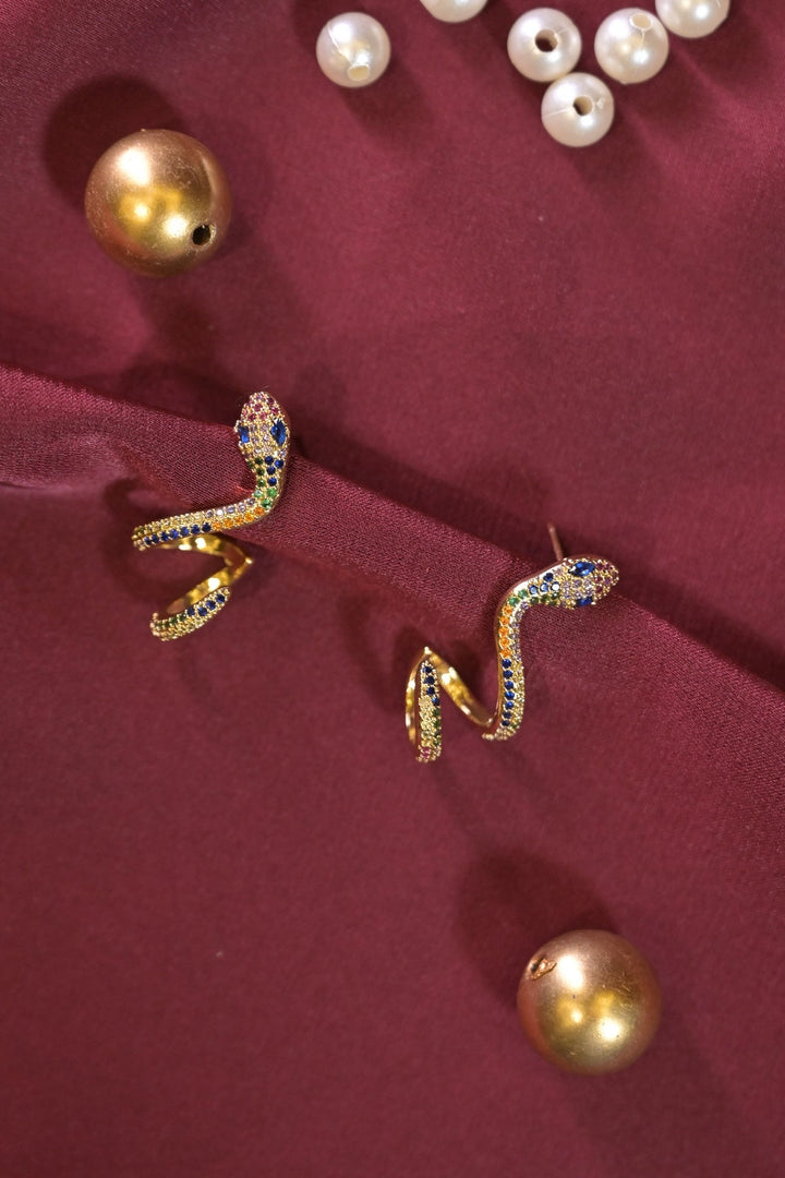 Twisty Gold Serpent Ear Cuff Earrings