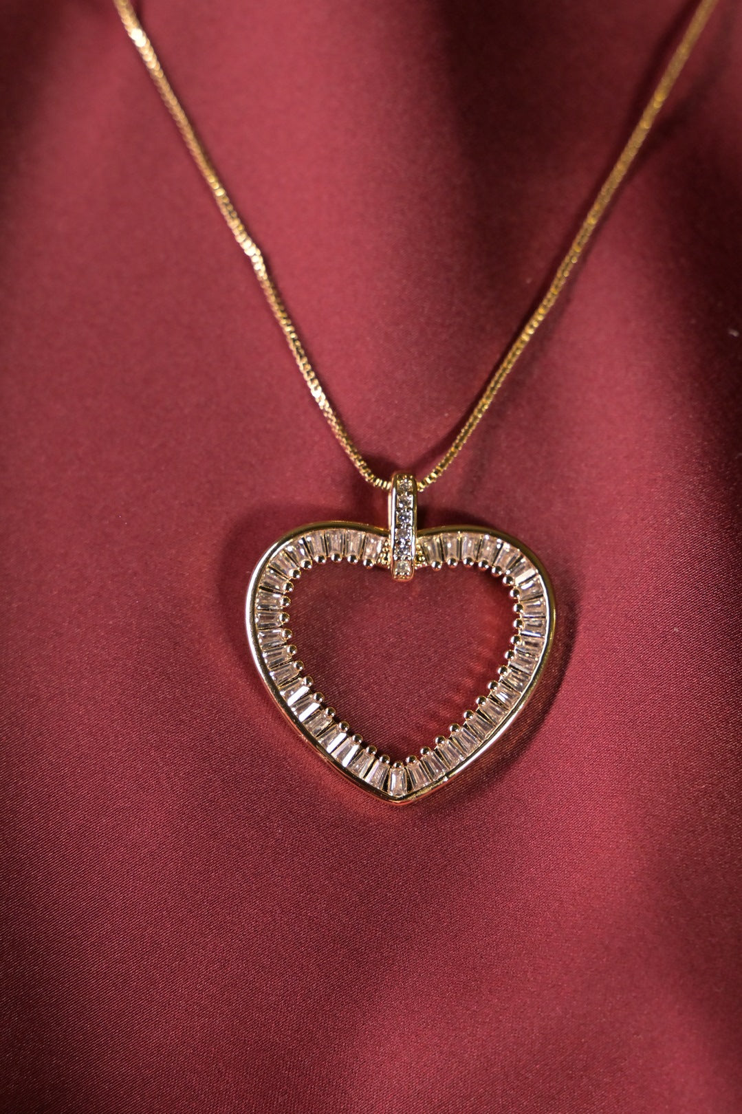 Heart Diamond Golden Chain Necklace