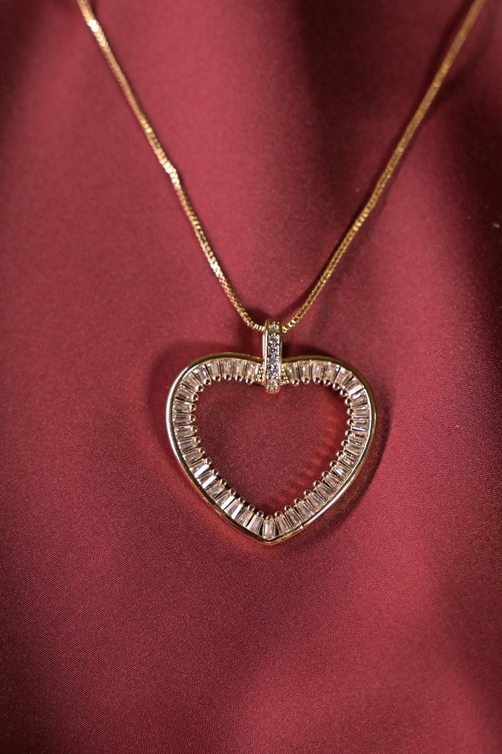 Heart Diamond Golden Chain Necklace