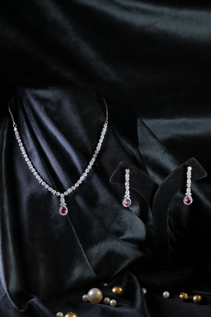 Ramyah Ruby Pendant Diamond Necklace