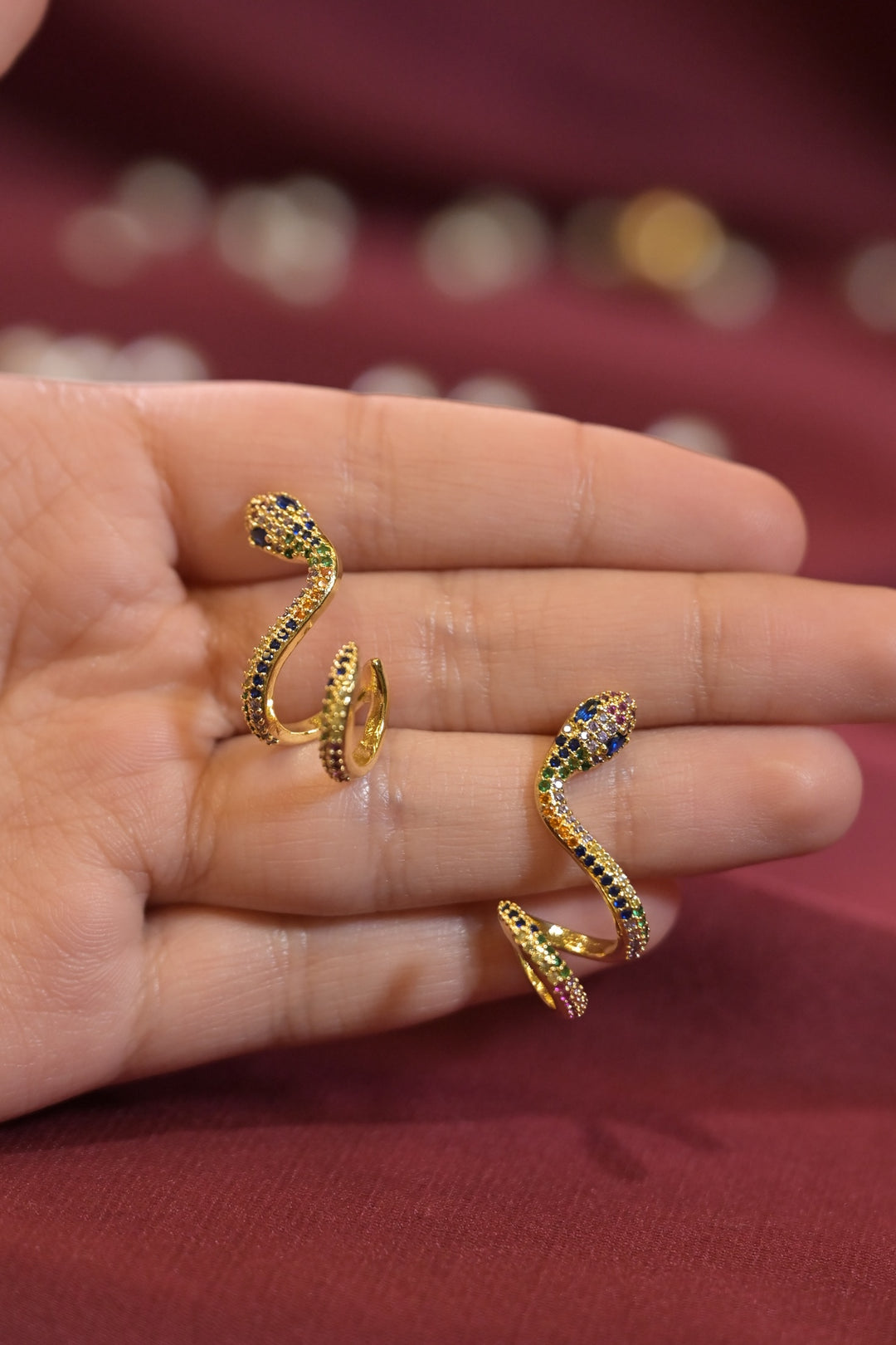 Twisty Gold Serpent Ear Cuff Earrings