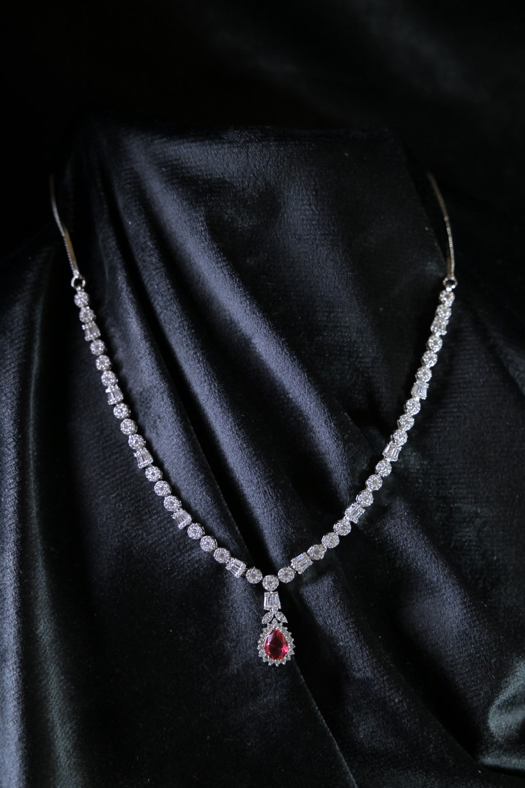 Ramyah Ruby Pendant Diamond Necklace