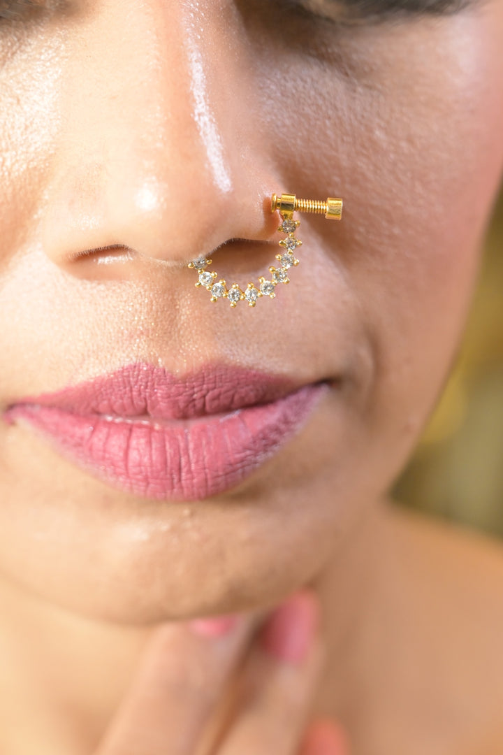 Riwazz Golden Small Circle Polki Nosering