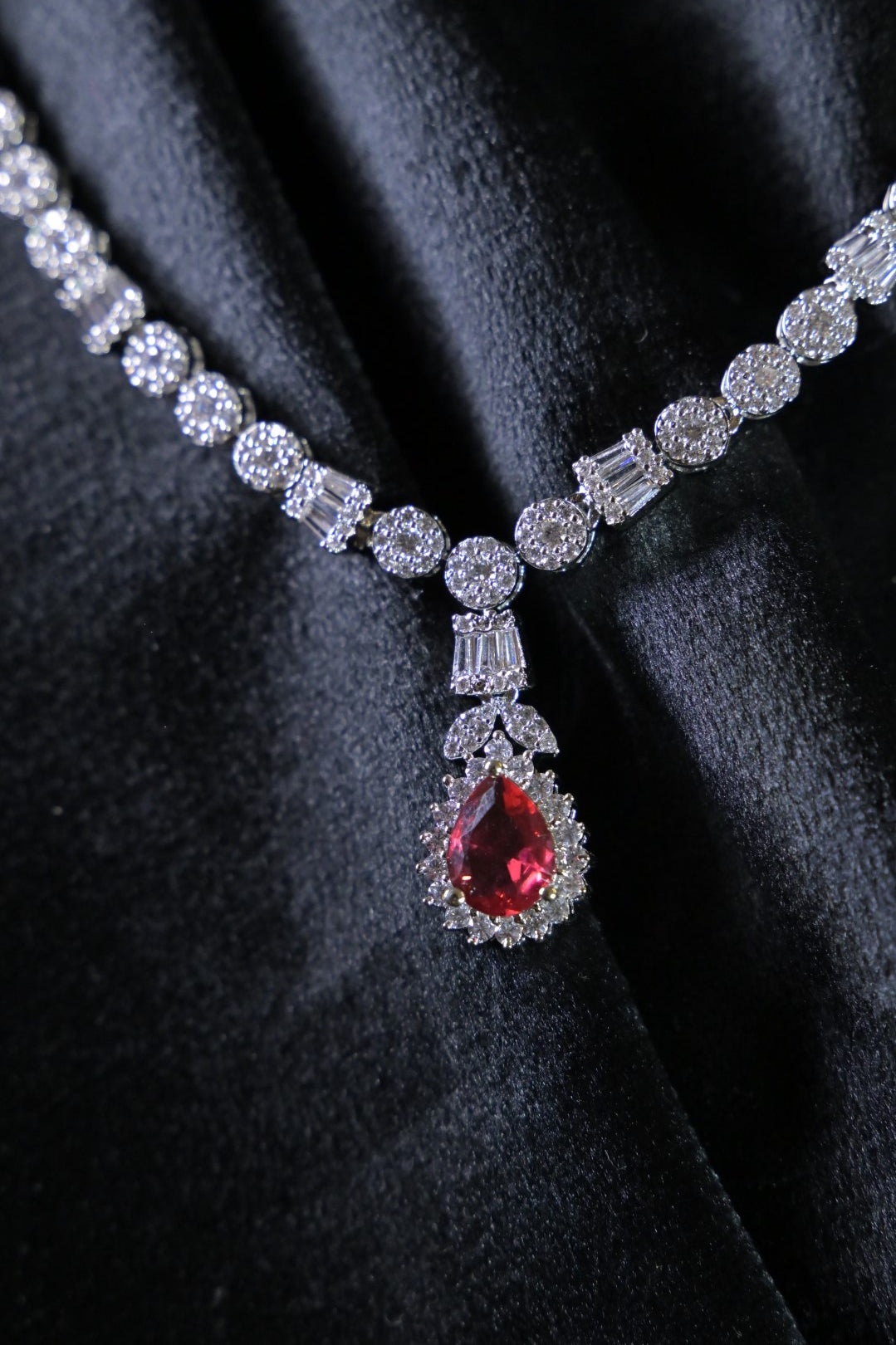 Ramyah Ruby Pendant Diamond Necklace