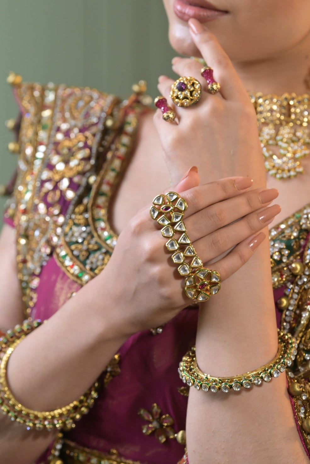 Rachna Mehndi Kundan Four Band Ring