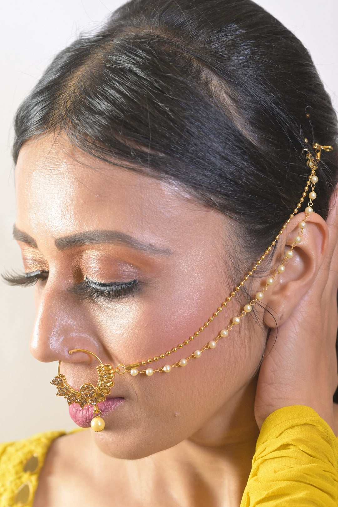 Saraswati Copper Pearl Drop Nosering