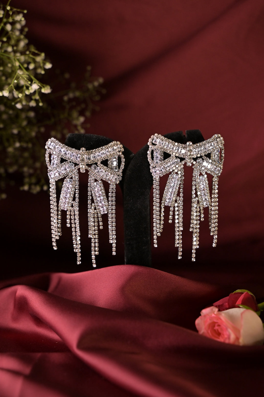 Ribbon Diamond Tassel Earrings