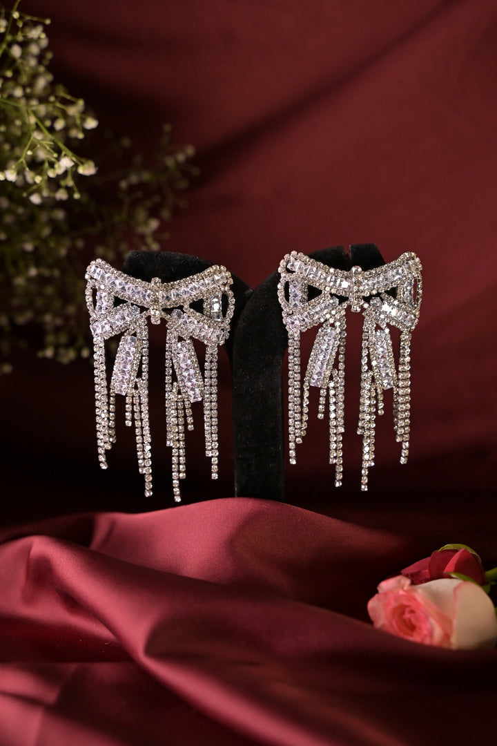 Ribbon Diamond Tassel Earrings