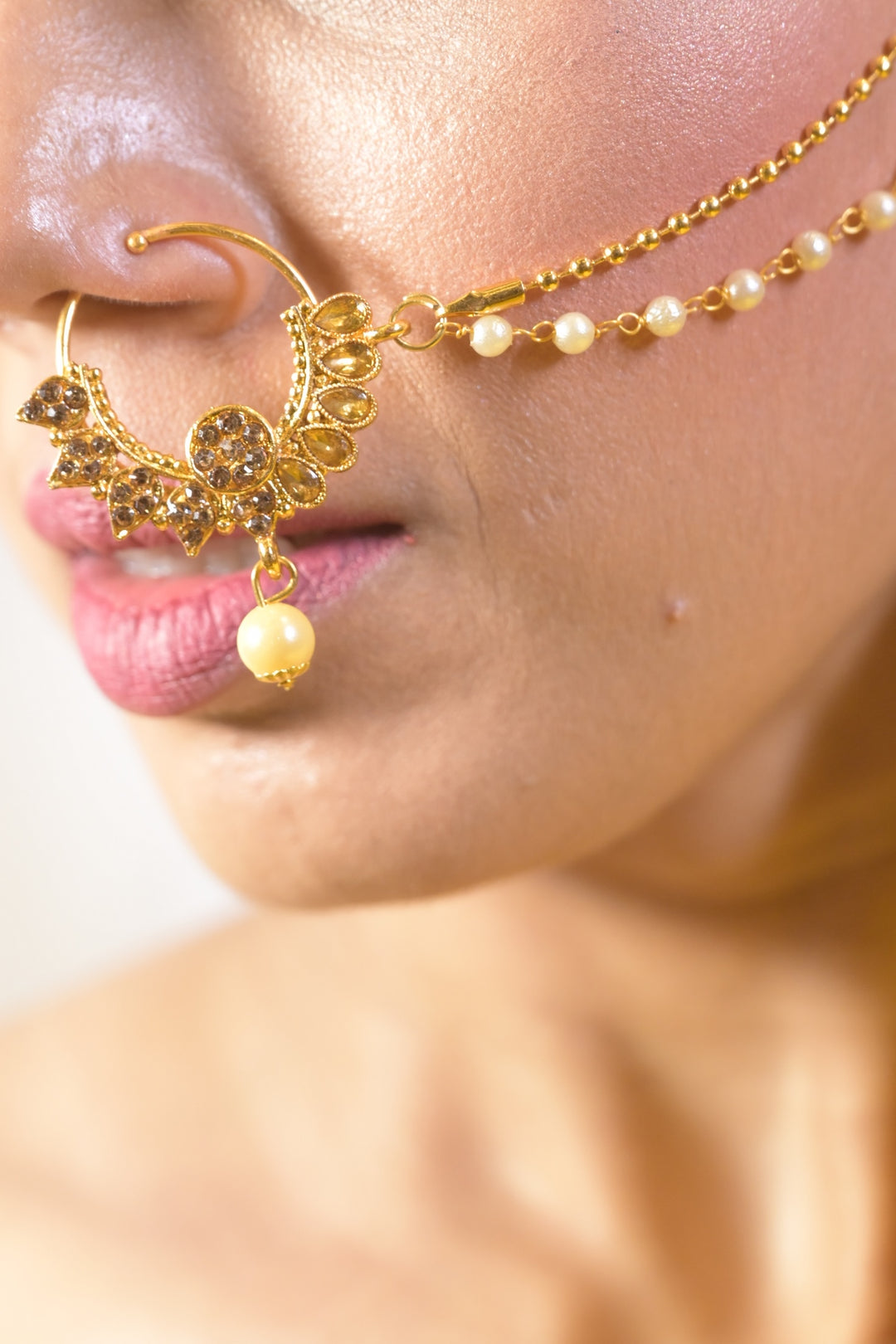 Saraswati Copper Pearl Drop Nosering