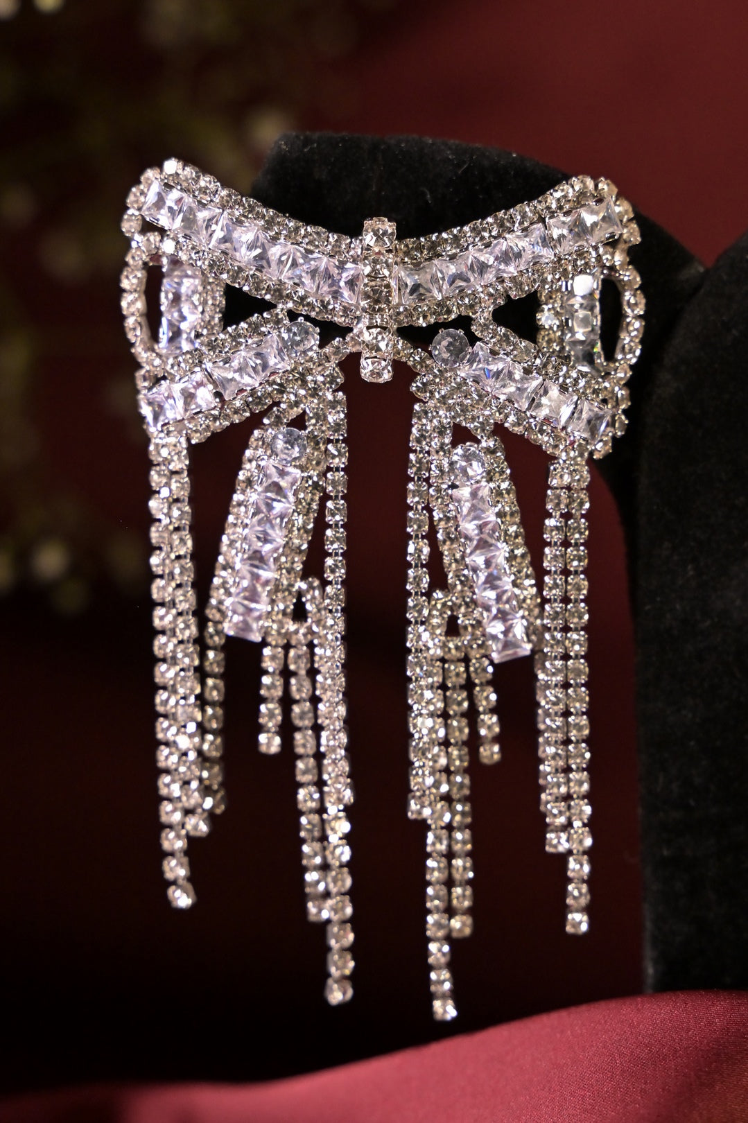 Ribbon Diamond Tassel Earrings