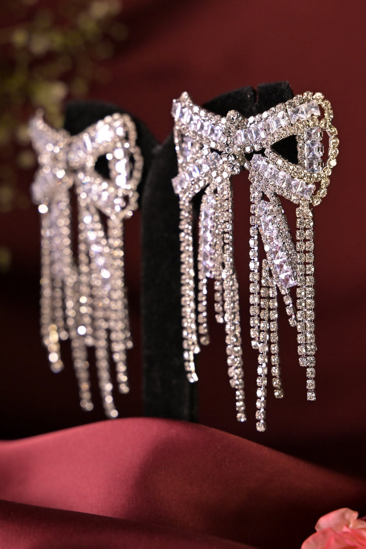 Ribbon Diamond Tassel Earrings