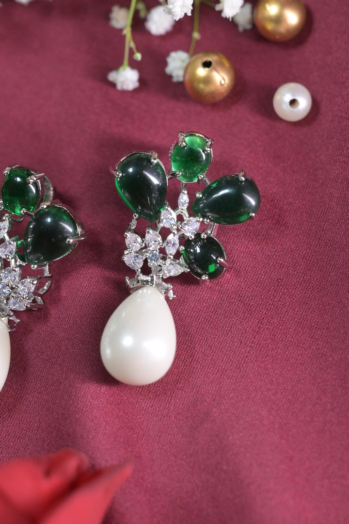 Yasmini Flower Shaped Pearl Drop Earrings
