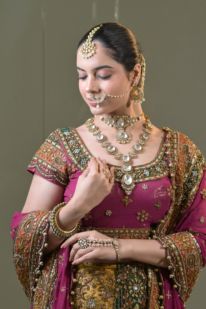 Rudrani Victorian Statement Polki Golden Choker Necklace