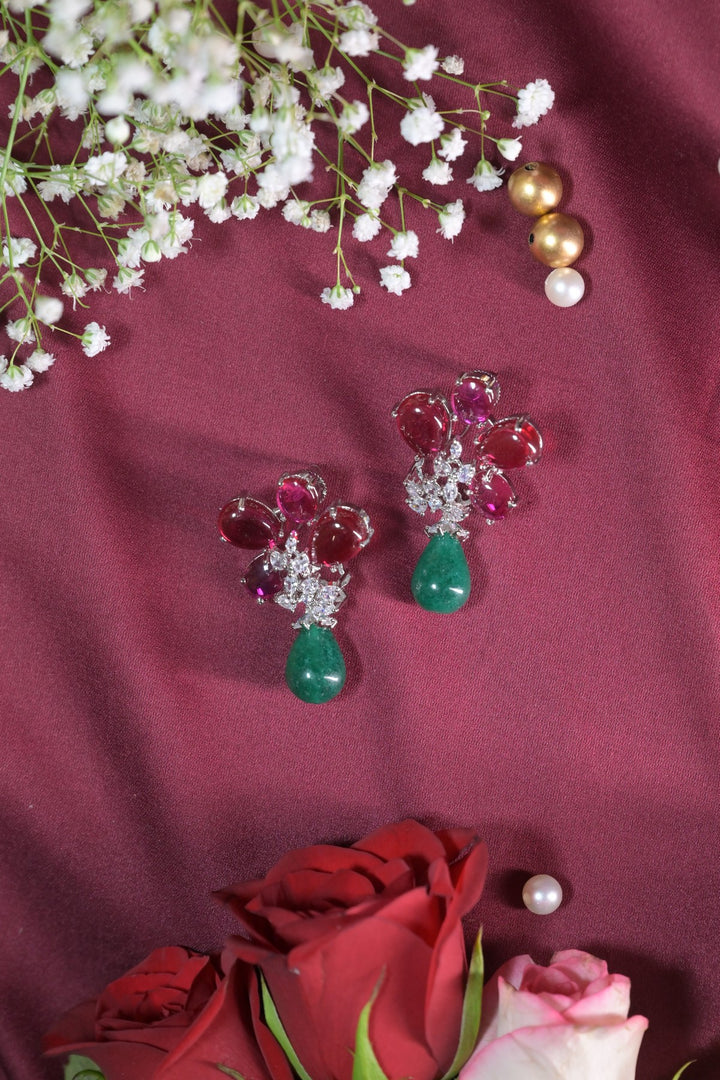 Yasmini Flower Shaped Pearl Drop Earrings