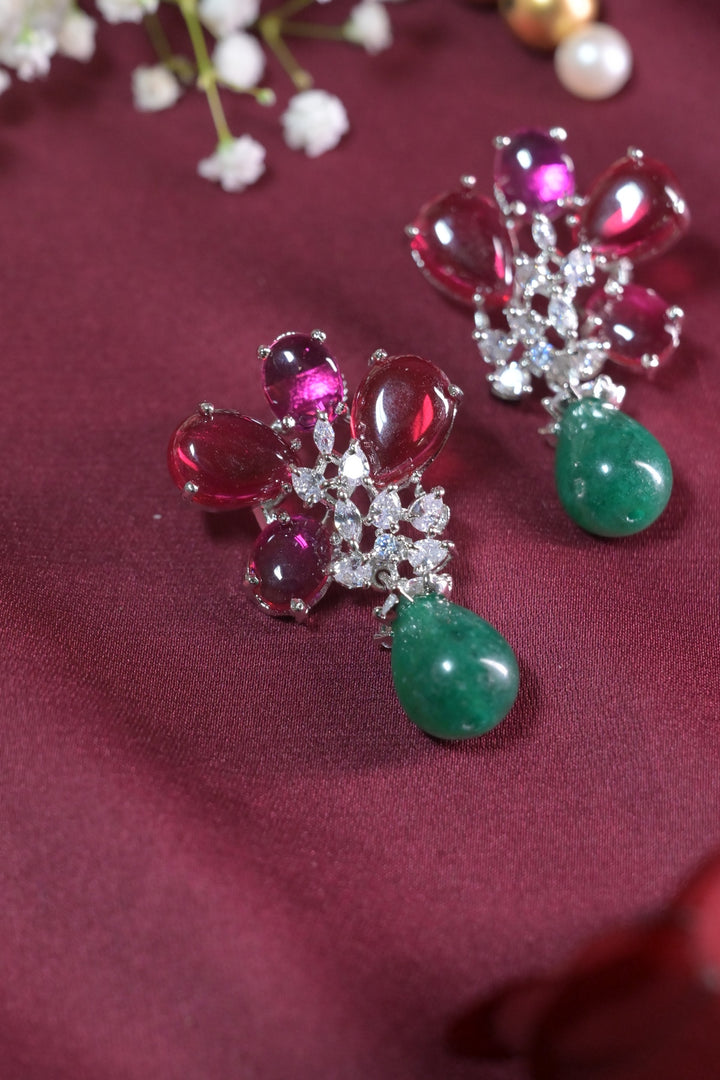 Yasmini Flower Shaped Pearl Drop Earrings