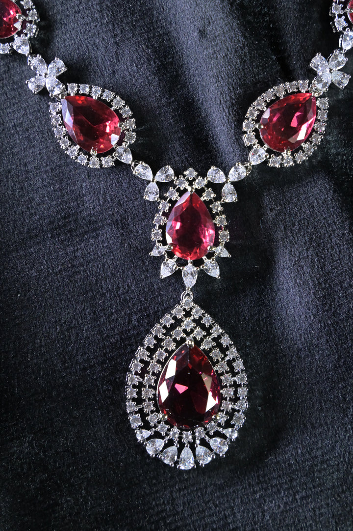 Nazakat Three Pear Shaped Diamond Cocktail Necklace