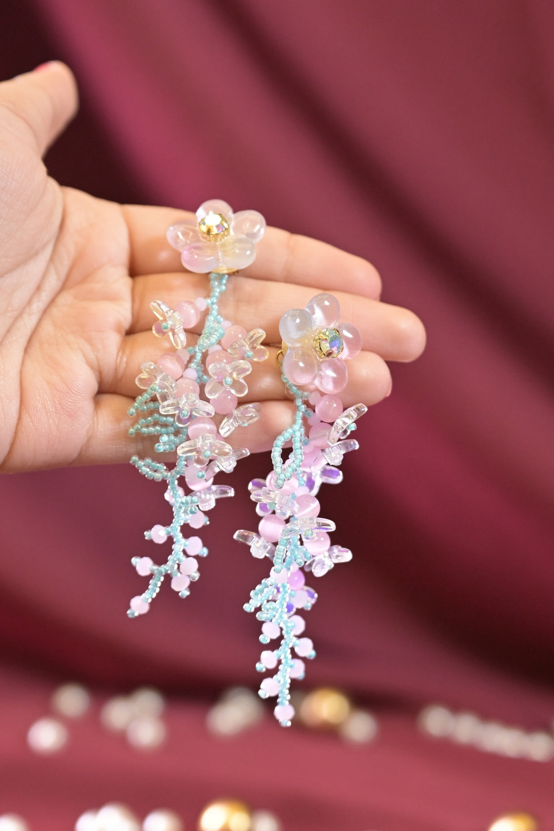 Flower Boho Threader Earrings