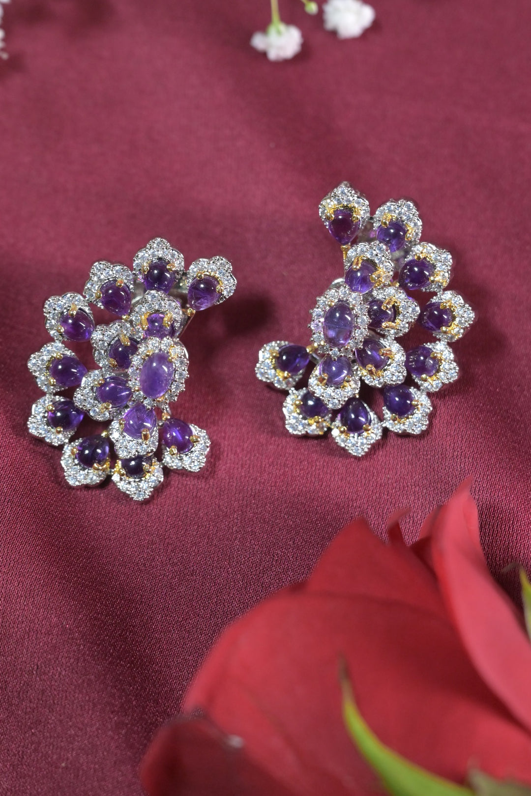 Manhattan Crystal Flower Stud Earrings