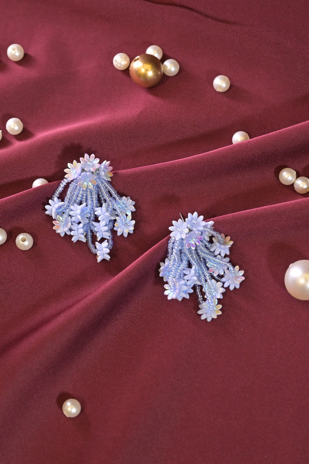Blue Flower Cluster Earrings