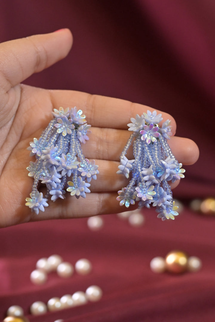Blue Flower Cluster Earrings