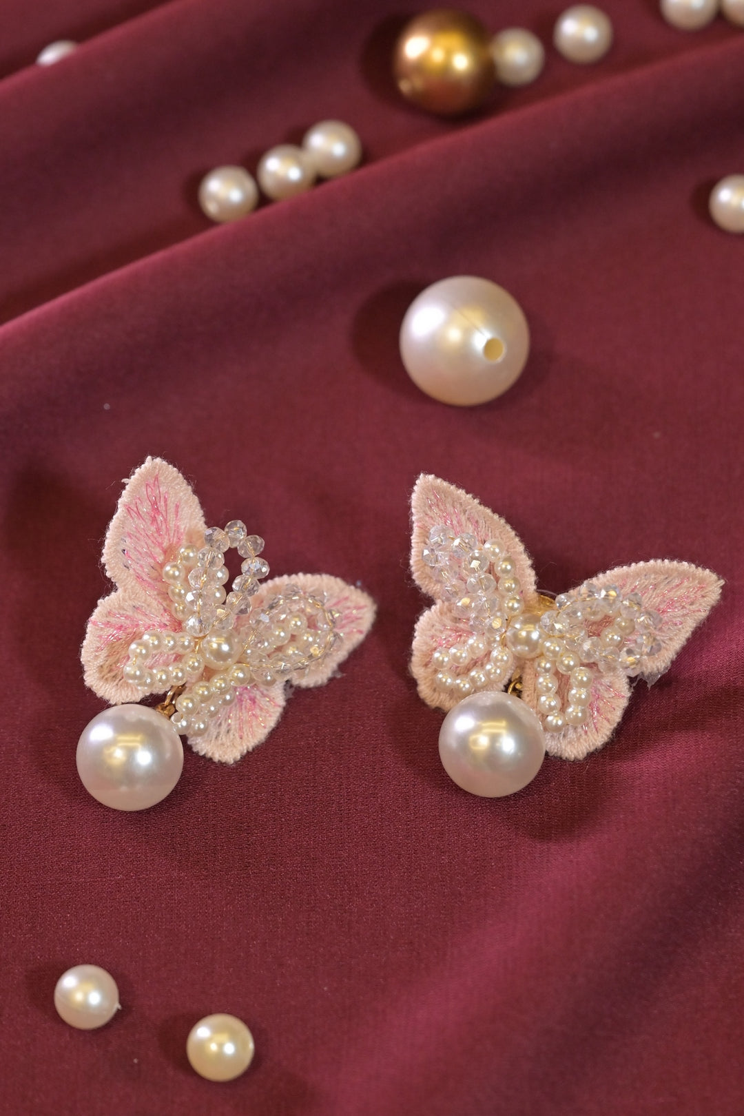 Butterfly Pearl Drop Earrings