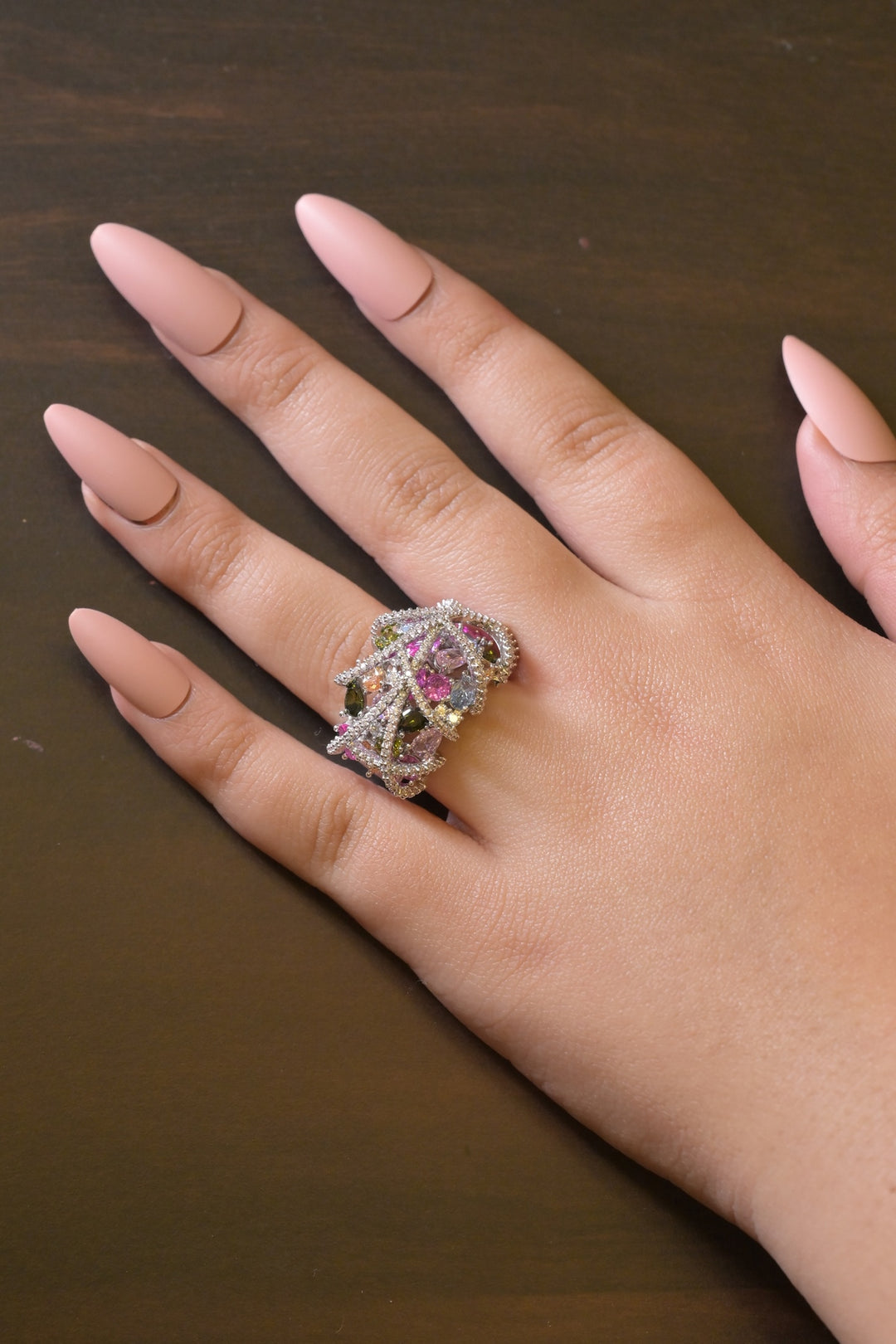 Krishna Multicolored Crisscross Band Ring