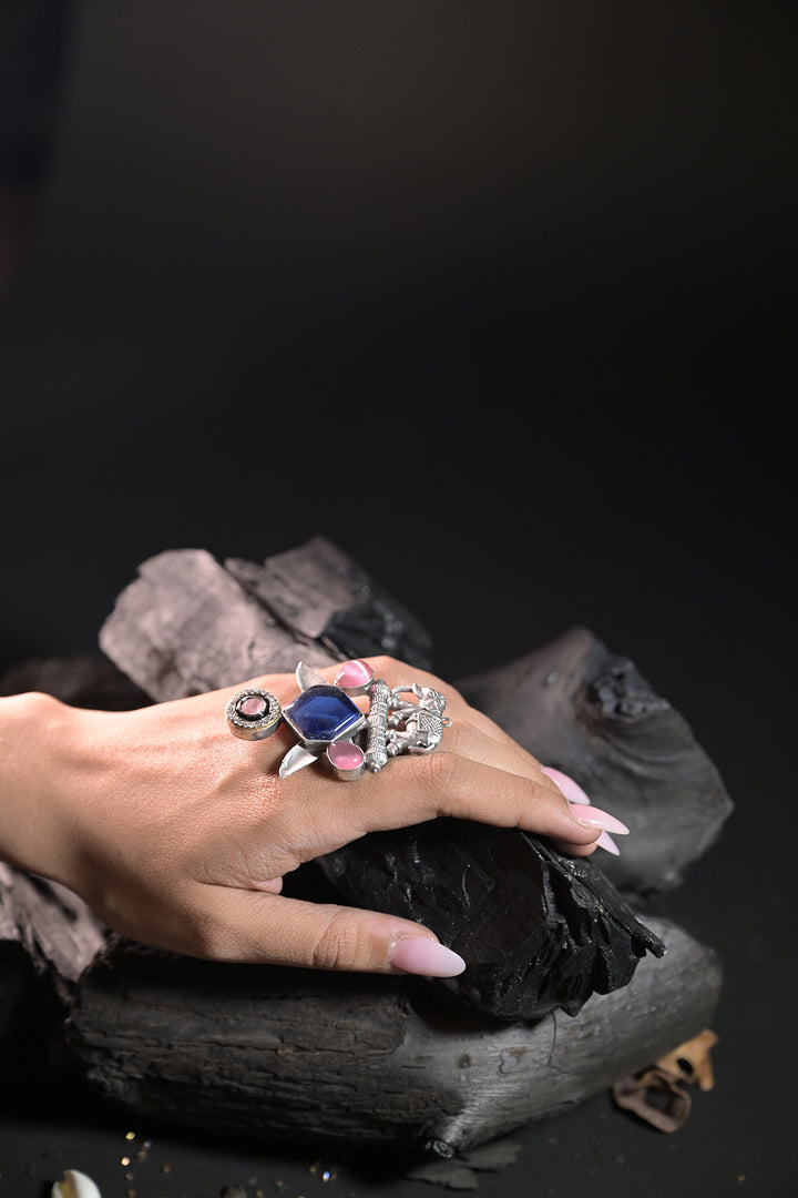 Kamesi Boho Silver Facet Ring