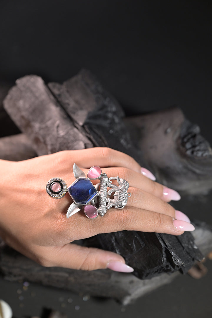 Kamesi Boho Silver Facet Ring