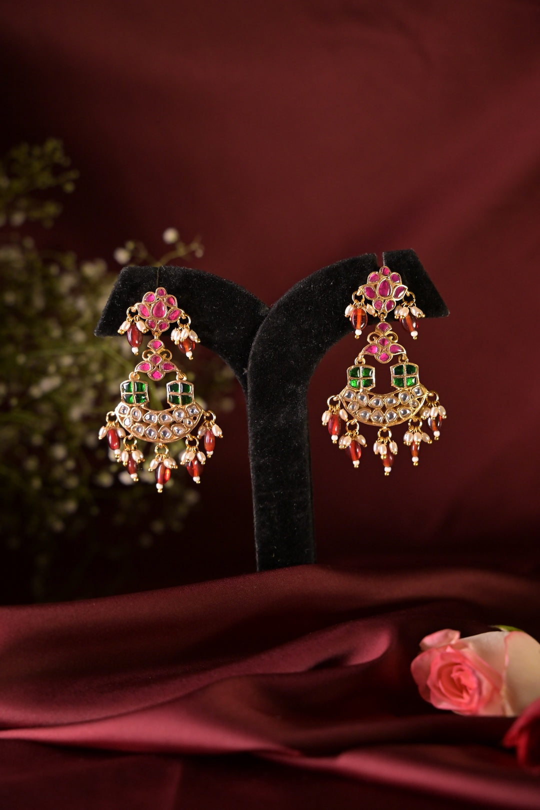 Lotusia Jadau Traditional Chaandbali Earrings