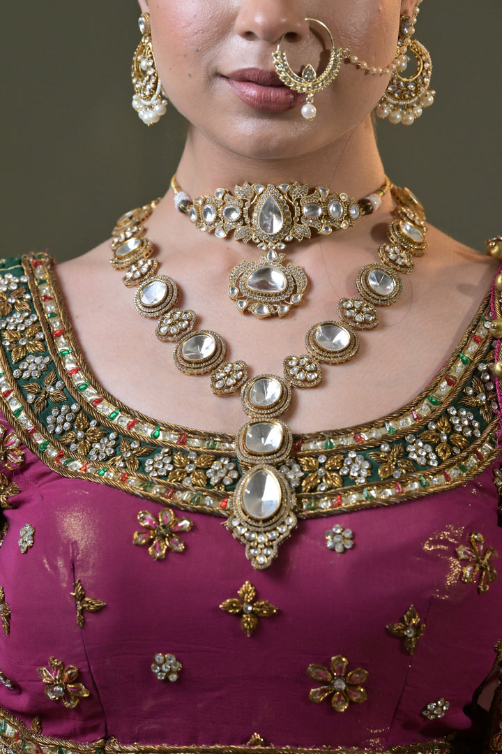 Rudrani Victorian Statement Polki Golden Choker Necklace