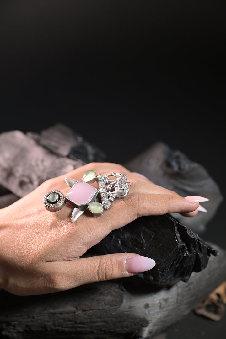 Kamesi Boho Silver Facet Ring