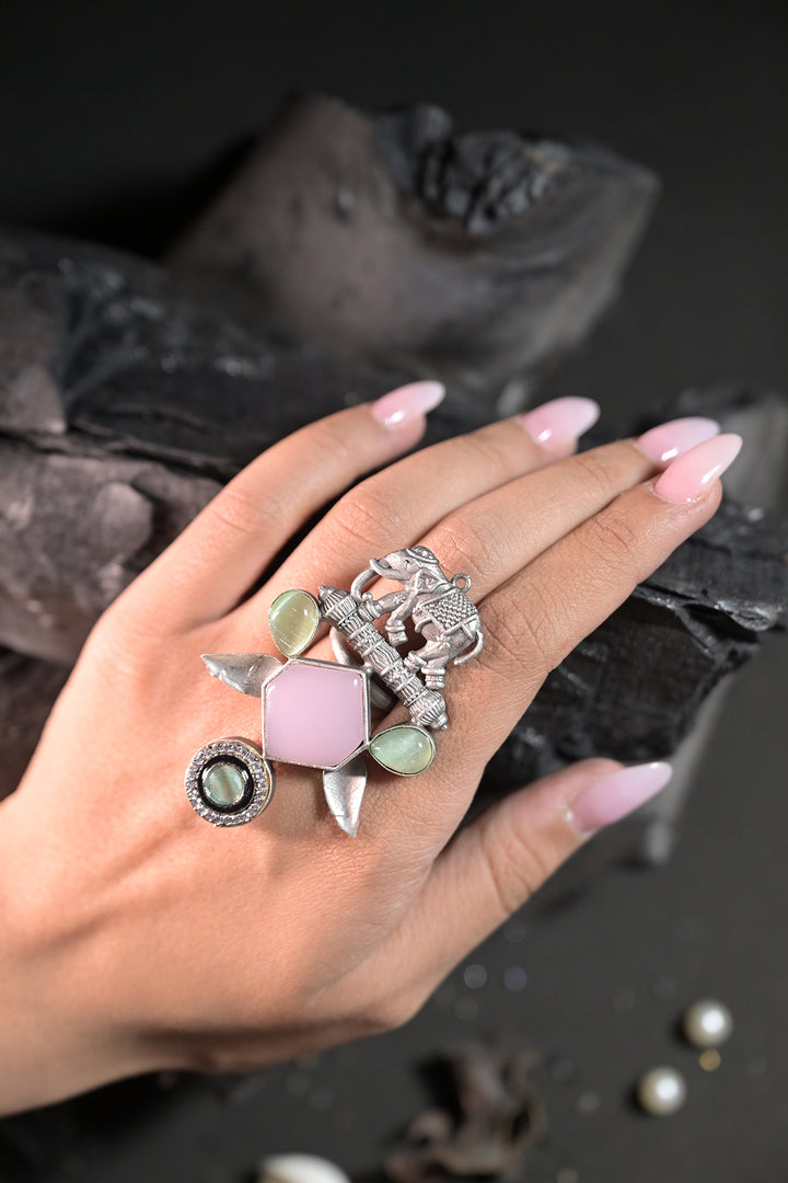 Kamesi Boho Silver Facet Ring