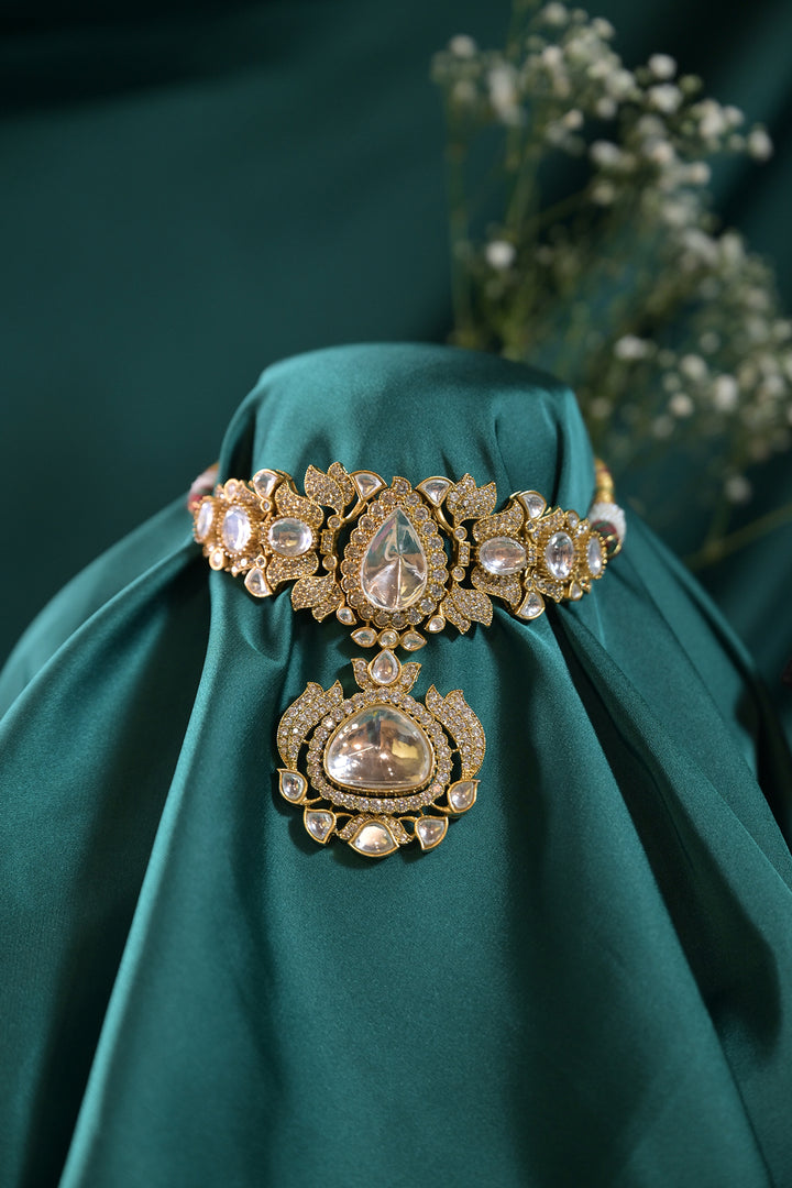 Rudrani Victorian Statement Polki Golden Choker Necklace