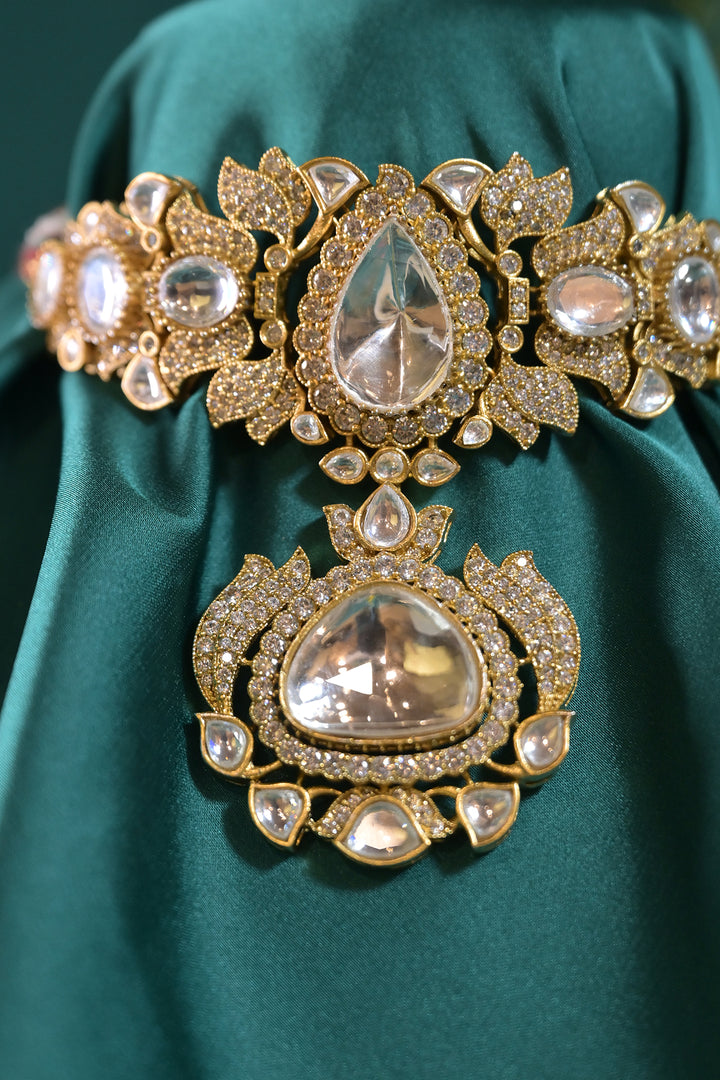 Rudrani Victorian Statement Polki Golden Choker Necklace