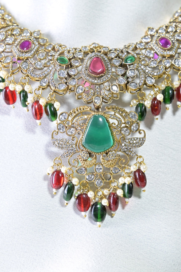 RajRani Temple Multicolored Bridal Necklace