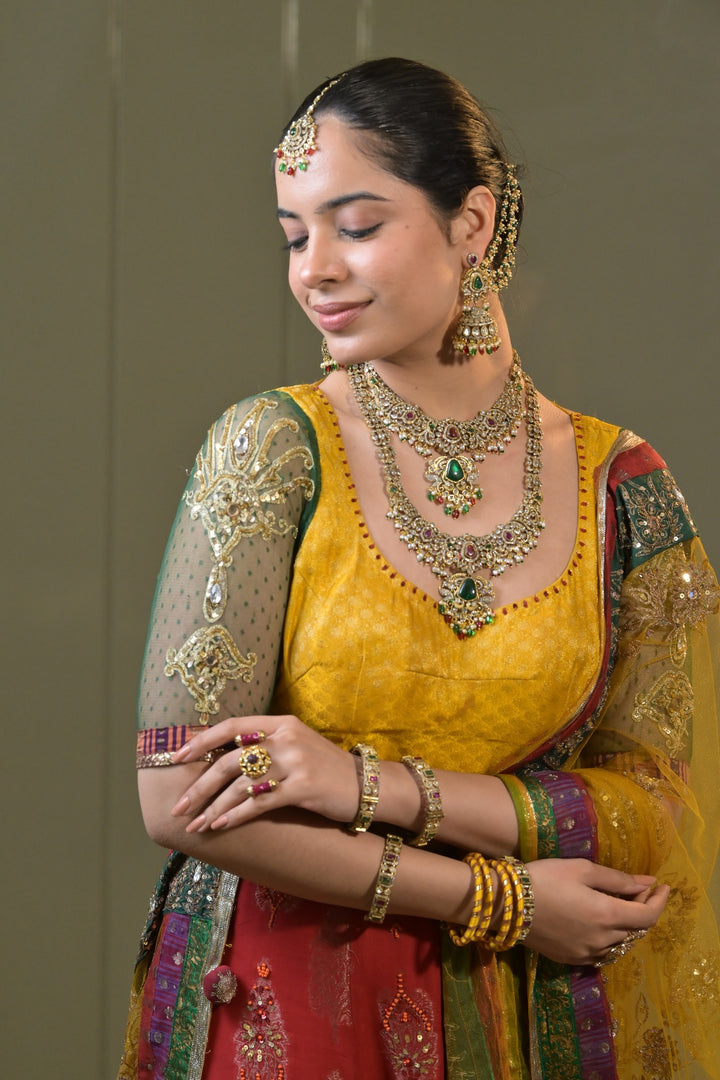 Kamakshi Temple Multicolored Long Bridal Necklace