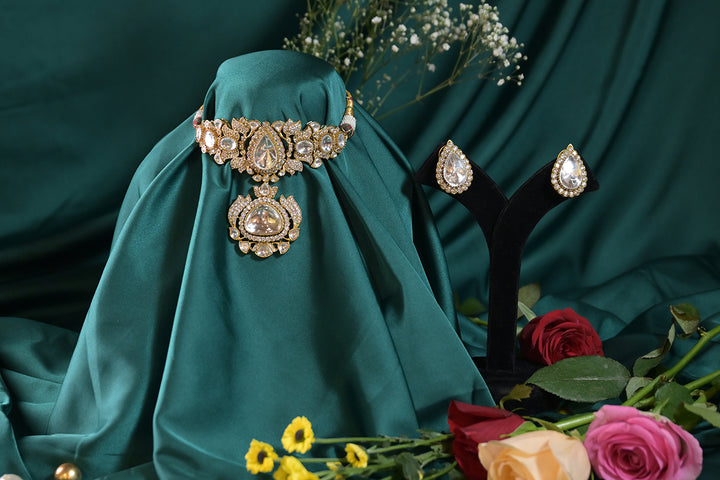 Rudrani Victorian Statement Polki Golden Choker Necklace