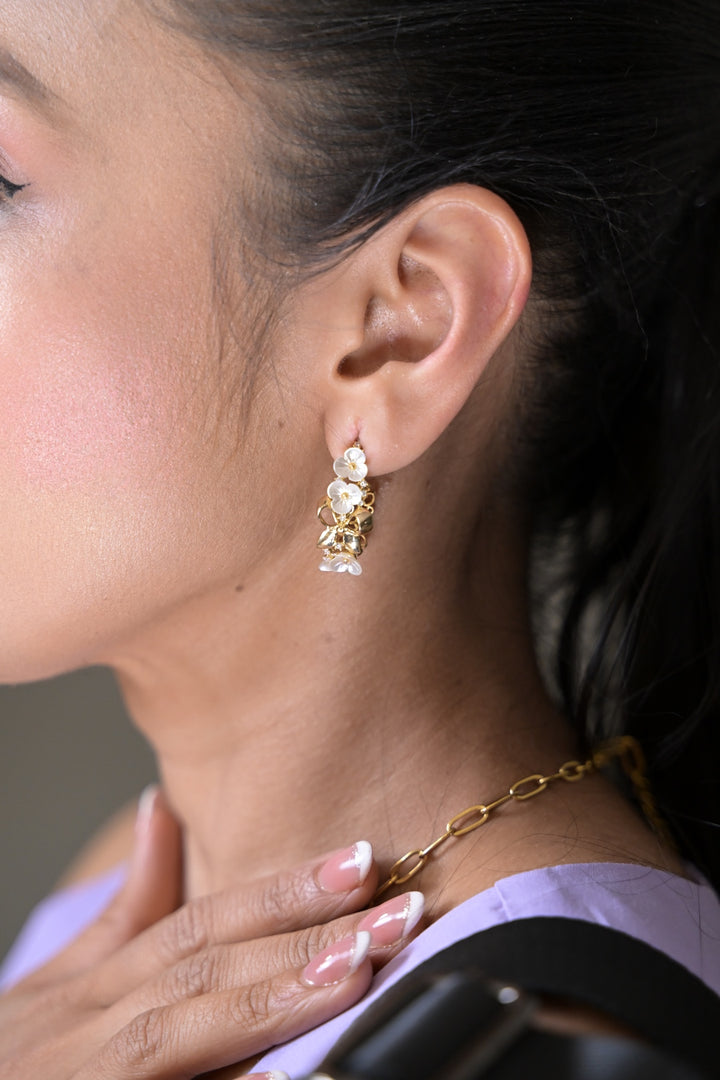 Pearl Petal  Golden Hoop Earring