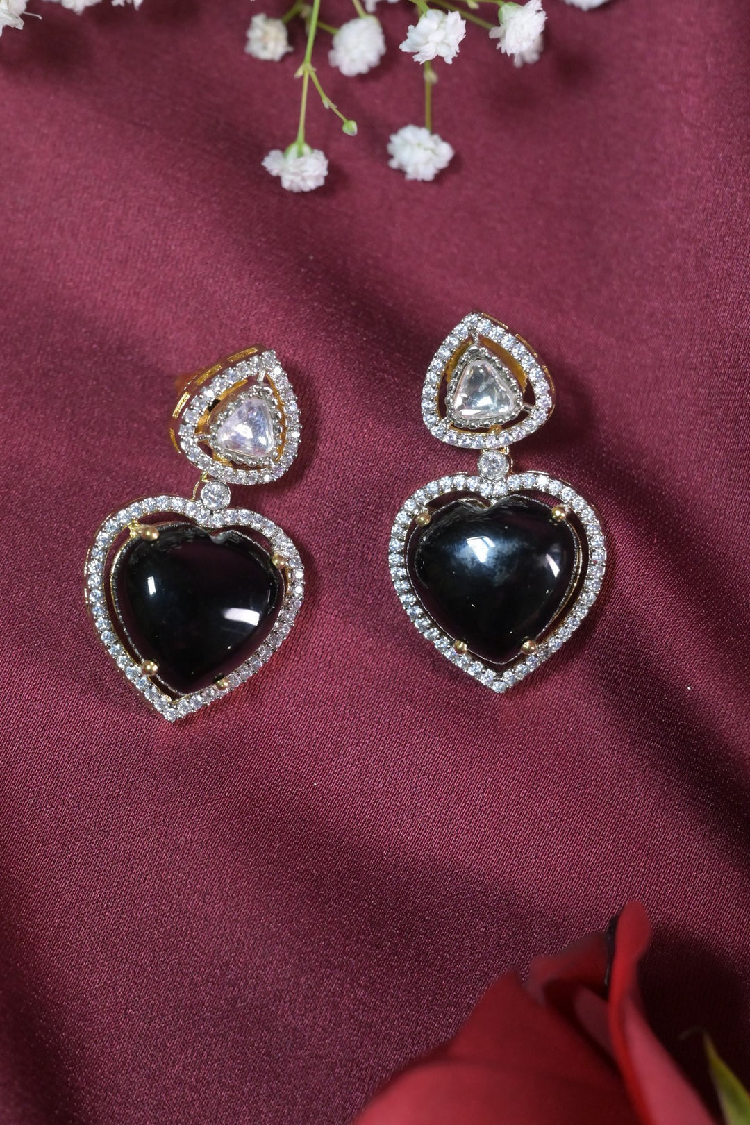 Apsara Heart Drop Stud Earrings