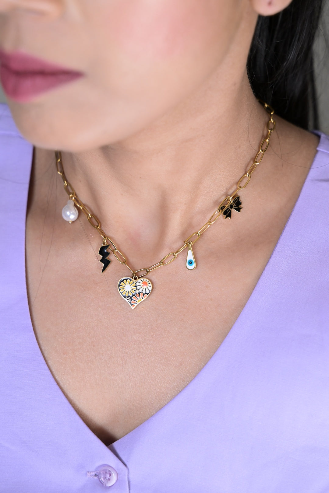 Boho Heart Golden Link Chain Necklace