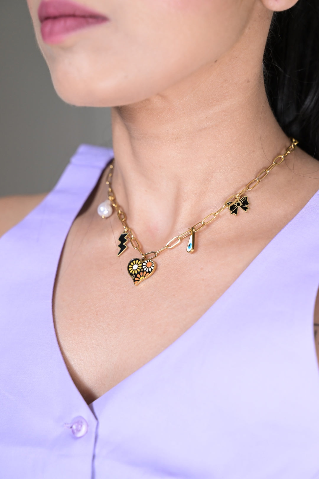 Boho Heart Golden Link Chain Necklace