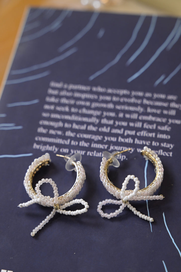 Boho Pearl Hoop Earrings