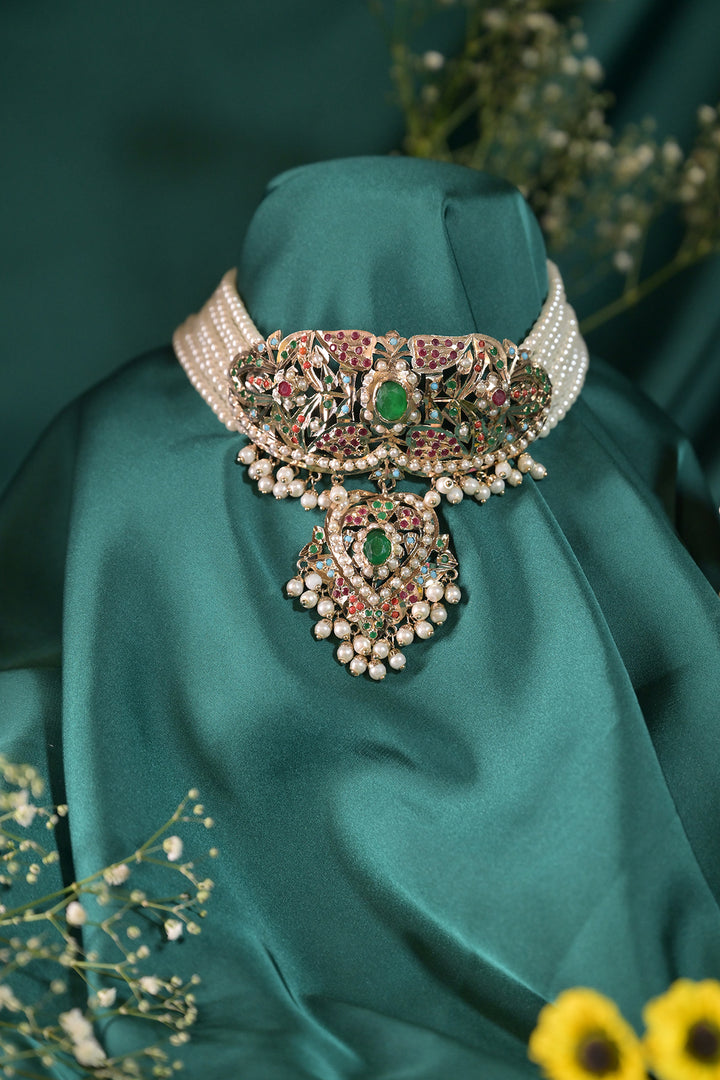 Amritapriya Heritage Multicolored Gemstones Jadau Necklace